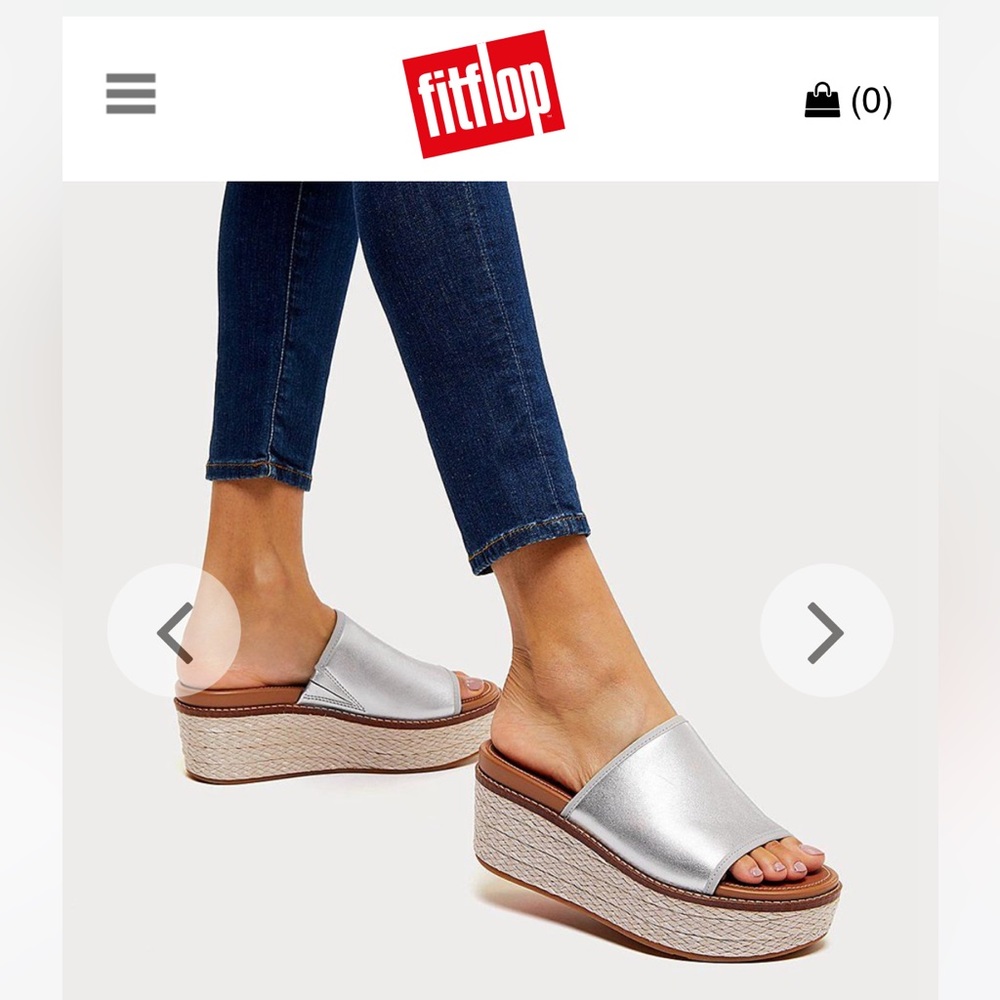 New in box Fitflop Eloise Mixed Metallics Slides Silver, Size 7